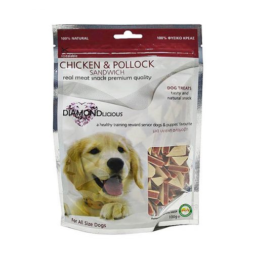 Λιχουδιά για Σκύλους Chicken and Pollock Sandwich της Petcamelot 100gr
