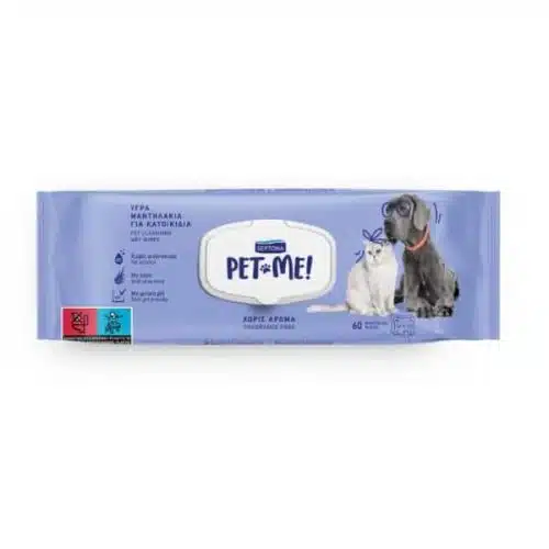 Μαντηλάκια Χωρίς Αρωμα Pet Me Septona (60τεμ) για Σκύλους - Γάτες