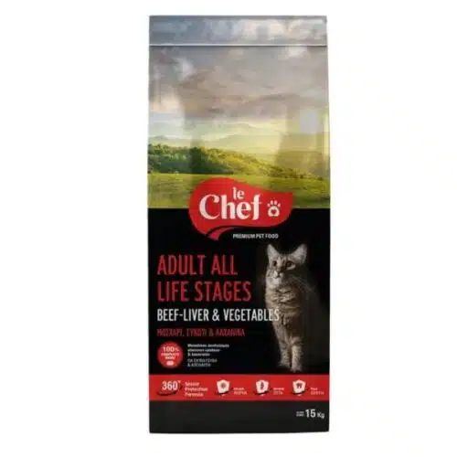 Le Chef Cat Μοσχάρι-Συκώτι 15kg Ξηρά Τροφή για Ενήλικες Γάτες