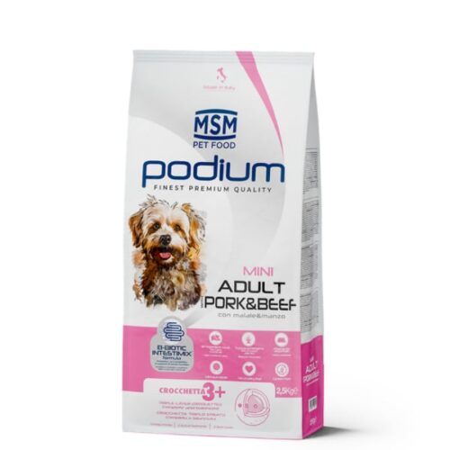 Podium Mini Adult With Pork & Beef Ξηρά Τροφή για Ενήλικους Μικρόσωμους Σκύλους με Μοσχάρι – Χοιρινό 2.5kg