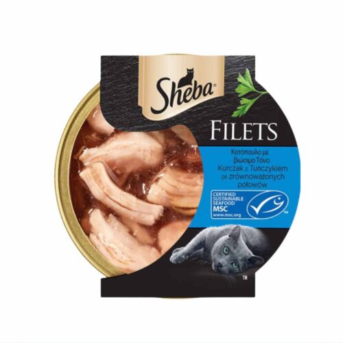 Sheba Filets Κοτόπουλο & Τόνος 60gr Συμπληρωματική Τροφή για Γάτες
