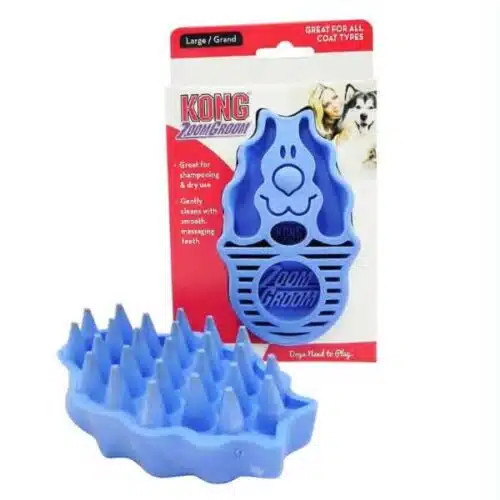 Kong Dog ZoomGroom Ελαστική Βούρτσα Περιποίησης για Σκύλους Large Μπλε